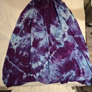 Purple and Blue Tie-Dye Maxi Skirt